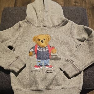 Ralph Lauren Sweatshirt Kids Gray Hoodie Polo Bear Toddler 4t Boy Girl Outerwear